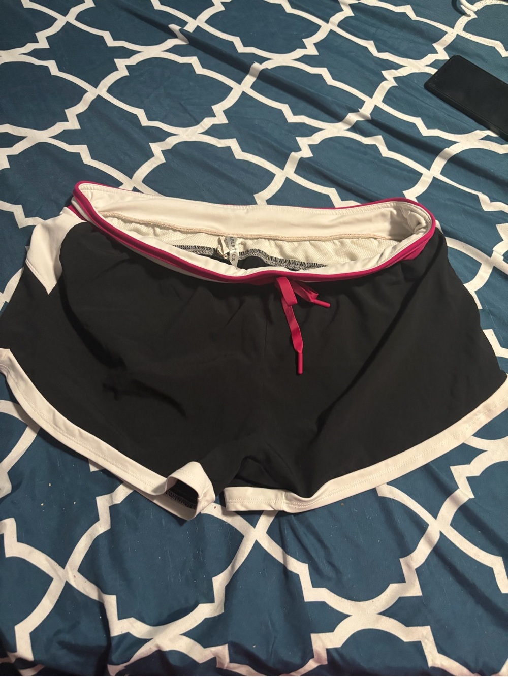 Fabletics Black Athletic Shorts with Pink Accents